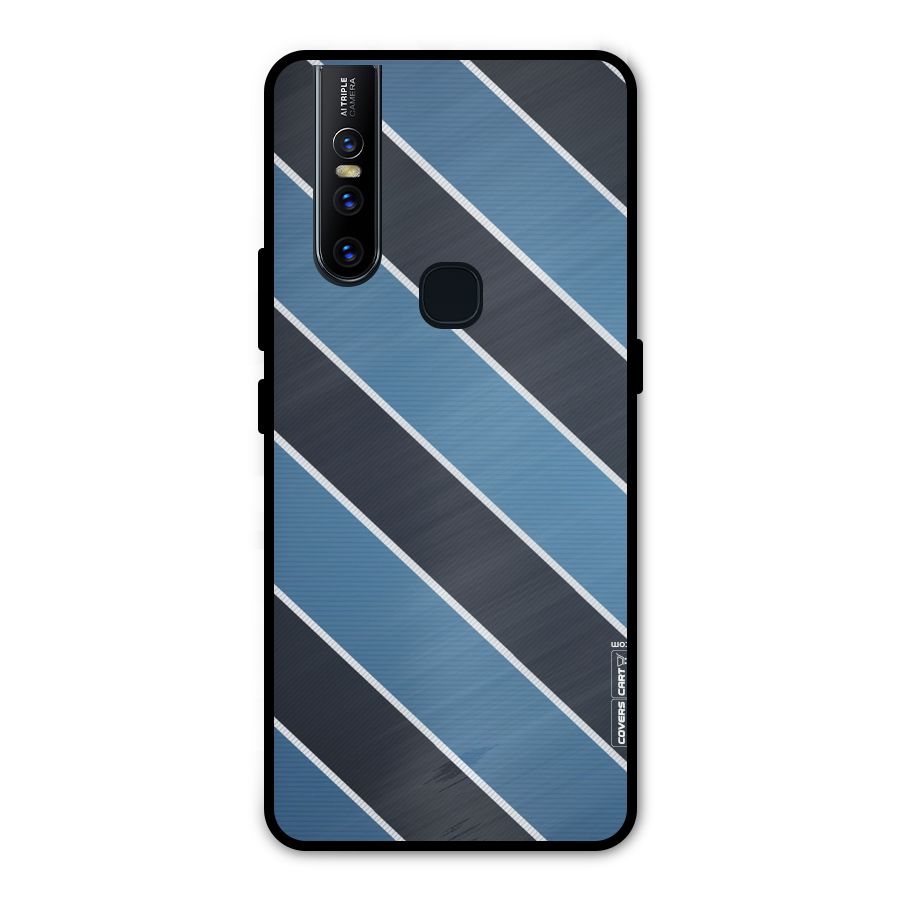 Blue Black Stripes Metal Back Case for Vivo V15