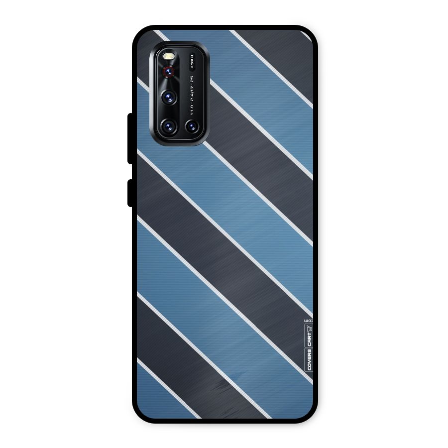 Blue Black Stripes Metal Back Case for Vivo V19