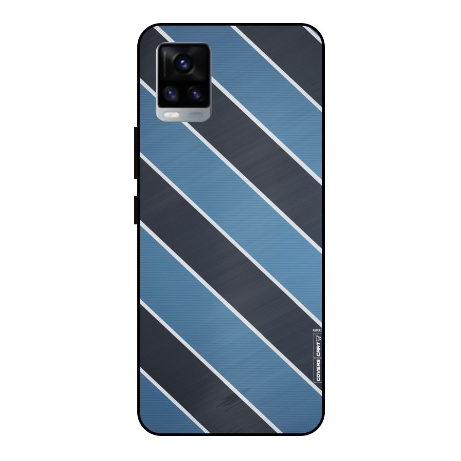 Blue Black Stripes Metal Back Case for Vivo V20 2021
