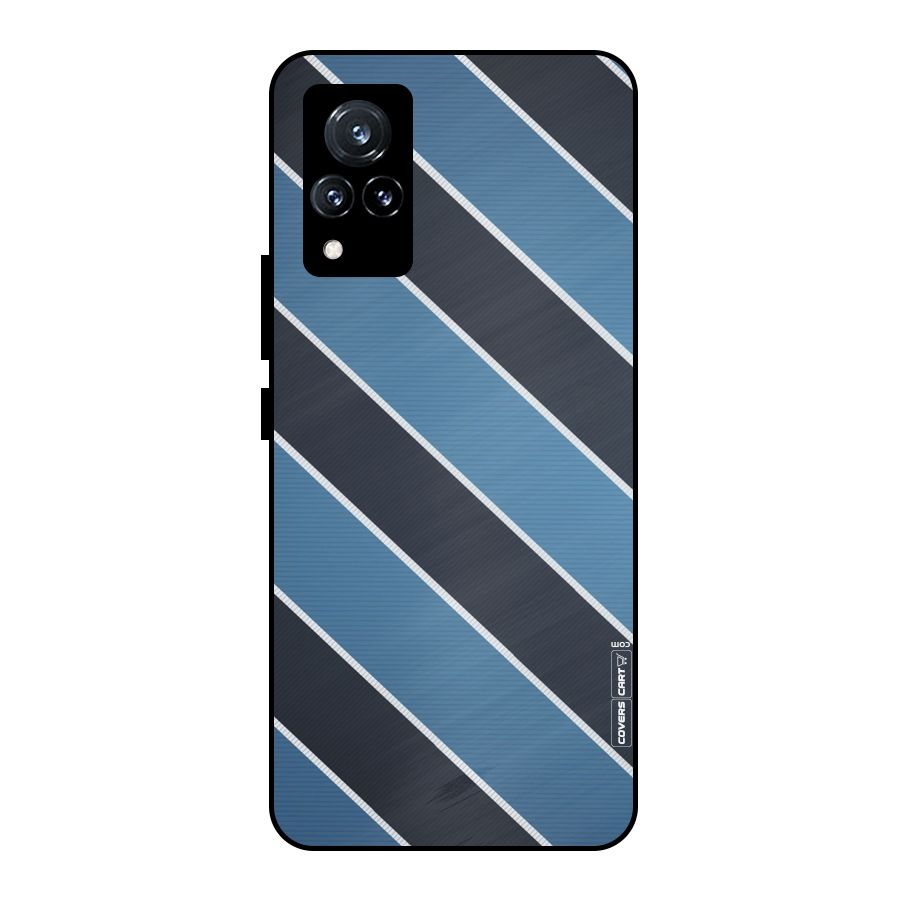 Blue Black Stripes Metal Back Case for Vivo V21 5G