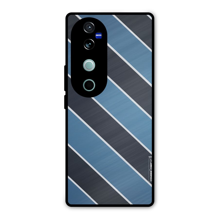 Blue Black Stripes Metal Back Case for Vivo V40