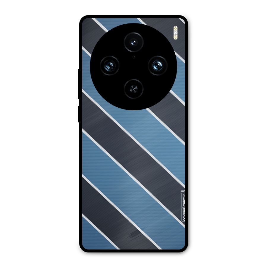 Blue Black Stripes Metal Back Case for Vivo X100 Pro