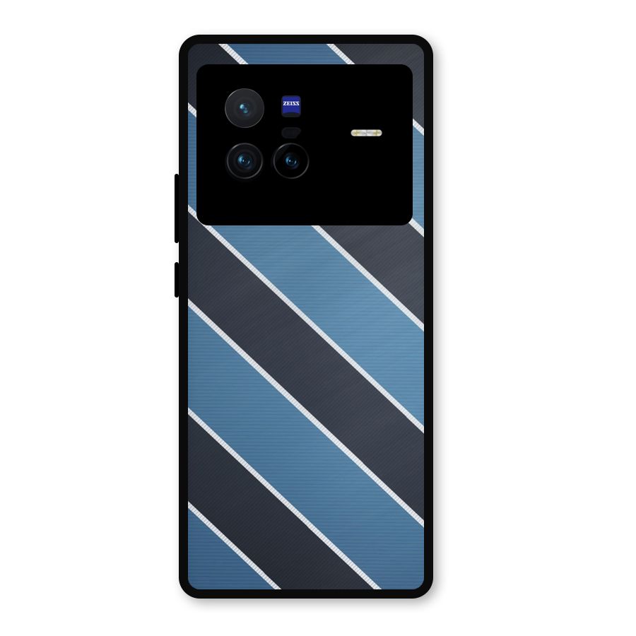 Blue Black Stripes Metal Back Case for Vivo X80
