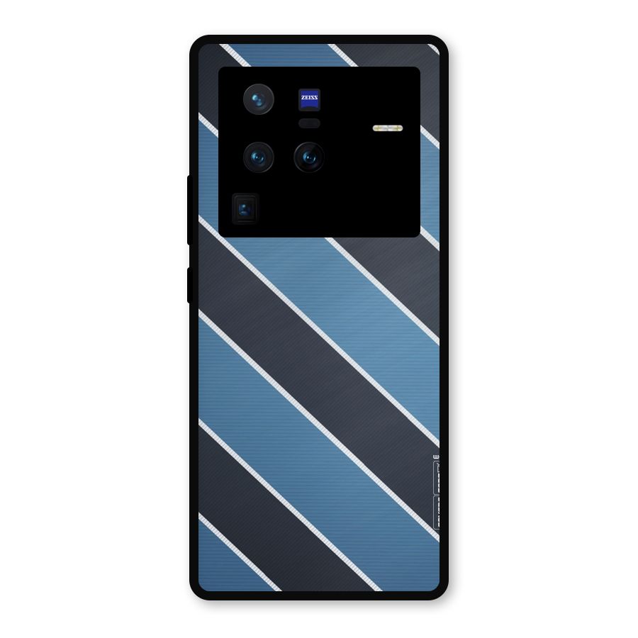 Blue Black Stripes Metal Back Case for Vivo X80 Pro