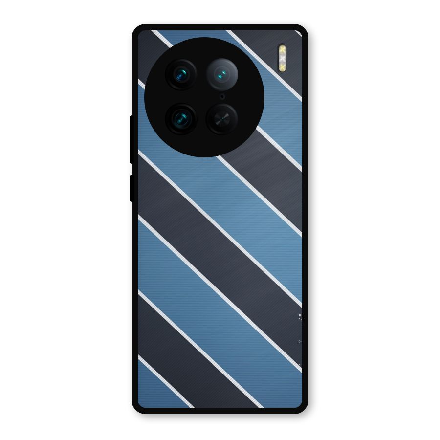 Blue Black Stripes Metal Back Case for Vivo X90 Pro