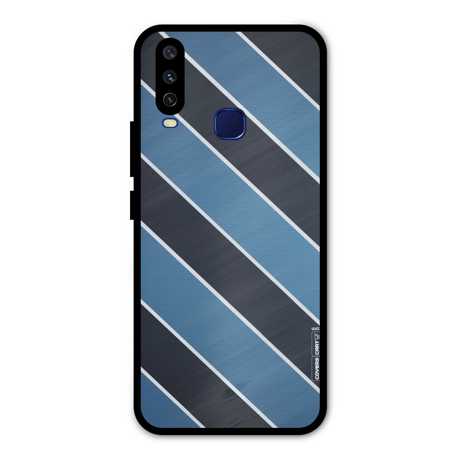 Blue Black Stripes Metal Back Case for Vivo Y15
