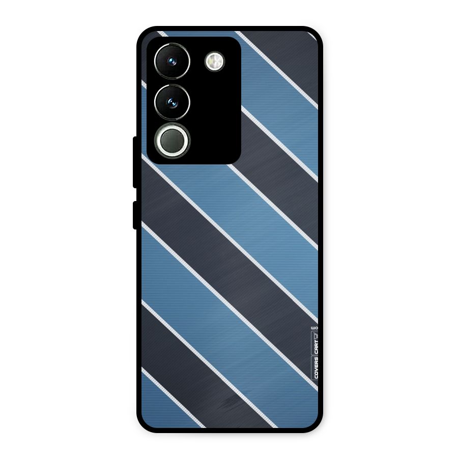 Blue Black Stripes Metal Back Case for Vivo Y200