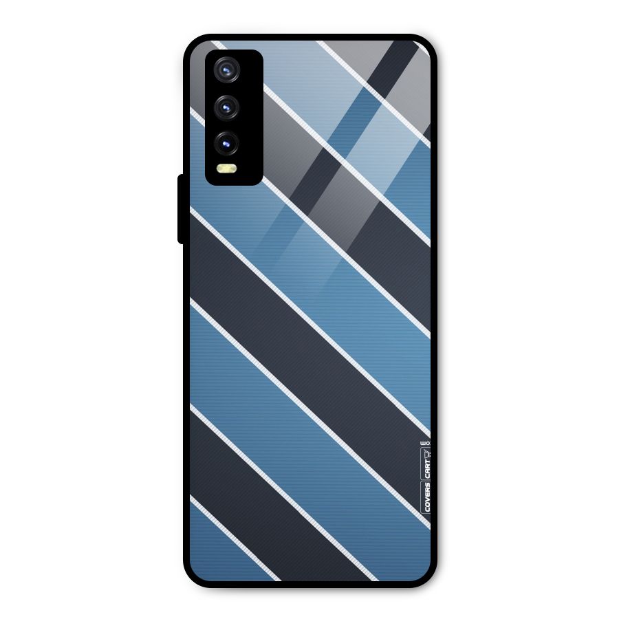 Blue Black Stripes Metal Back Case for Vivo Y20g
