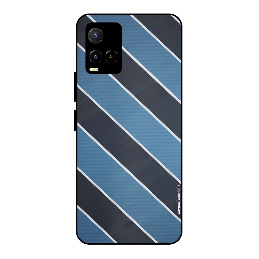 Blue Black Stripes Metal Back Case for Vivo Y21