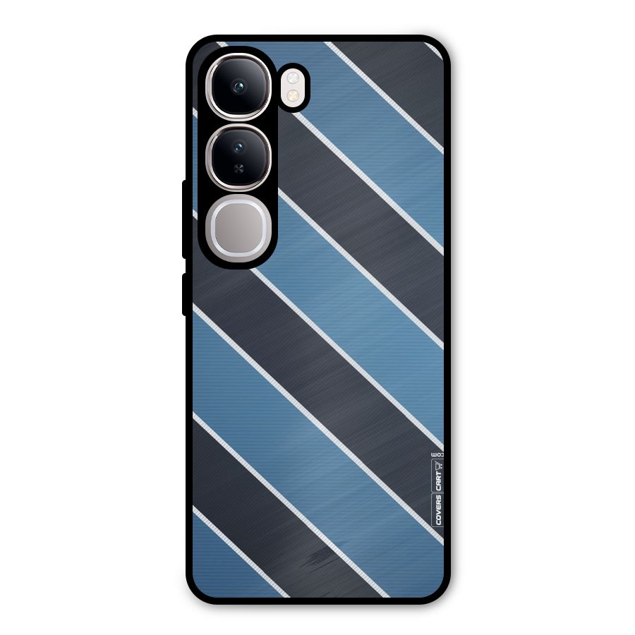 Blue Black Stripes Metal Back Case for Vivo Y300