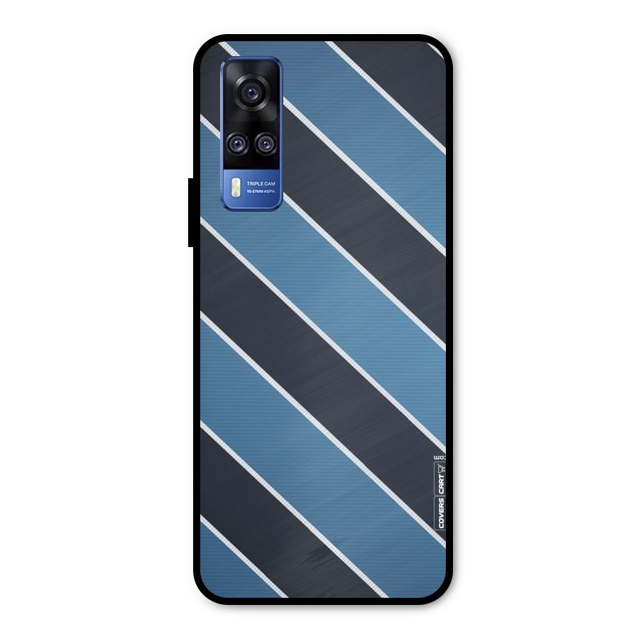 Blue Black Stripes Metal Back Case for Vivo Y51A