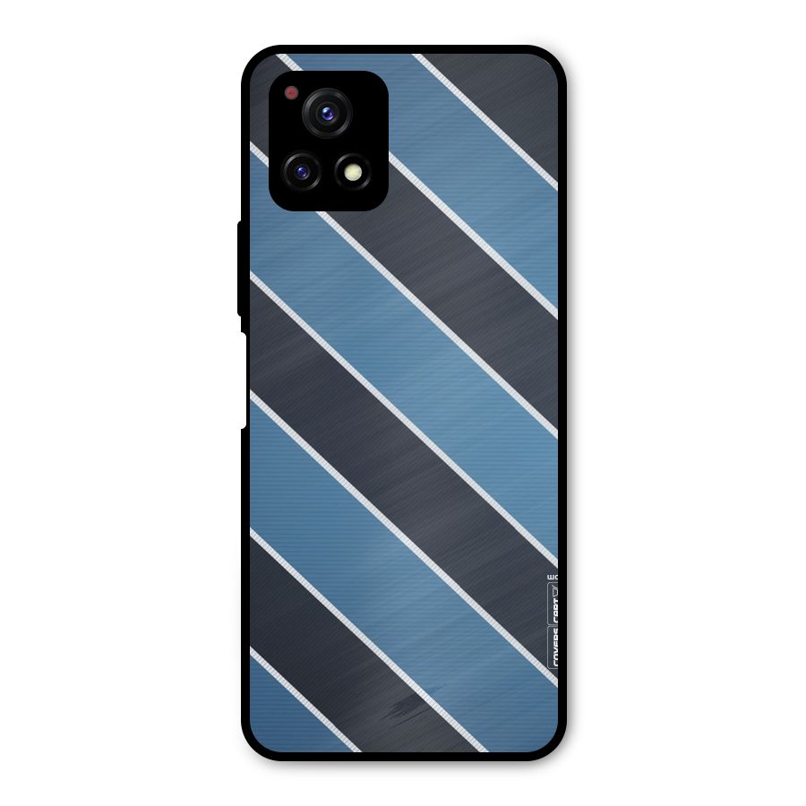 Blue Black Stripes Metal Back Case for Vivo Y72 5G