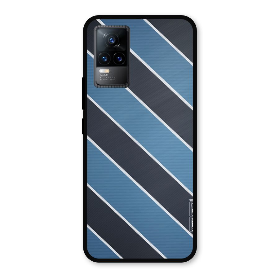 Blue Black Stripes Metal Back Case for Vivo Y73