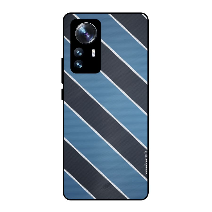 Blue Black Stripes Metal Back Case for Xiaomi 12 Pro