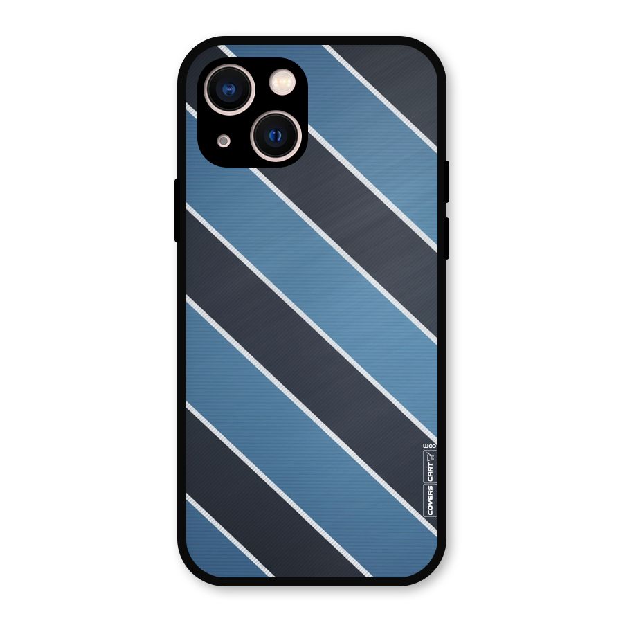 Blue Black Stripes Metal Back Case for iPhone 13