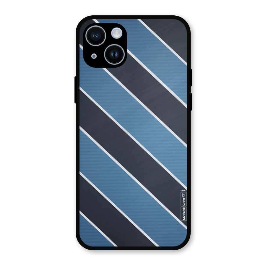 Blue Black Stripes Metal Back Case for iPhone 14