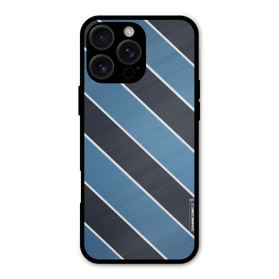 Blue Black Stripes Metal Back Case for iPhone 16 Pro Max