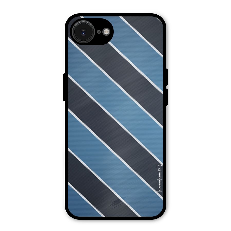 Blue Black Stripes Metal Back Case for iPhone 16e