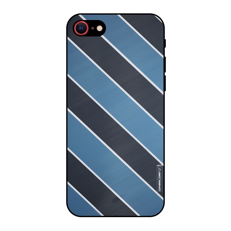 Blue Black Stripes Metal Back Case for iPhone 7