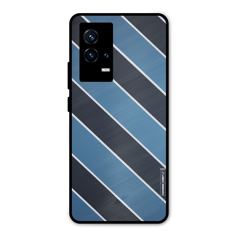 Blue Black Stripes Metal Back Case for iQOO 9 5G