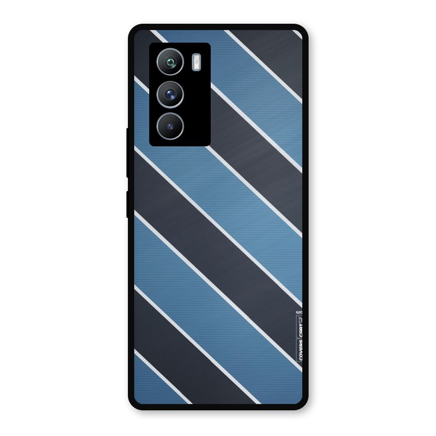 Blue Black Stripes Metal Back Case for iQOO 9 SE
