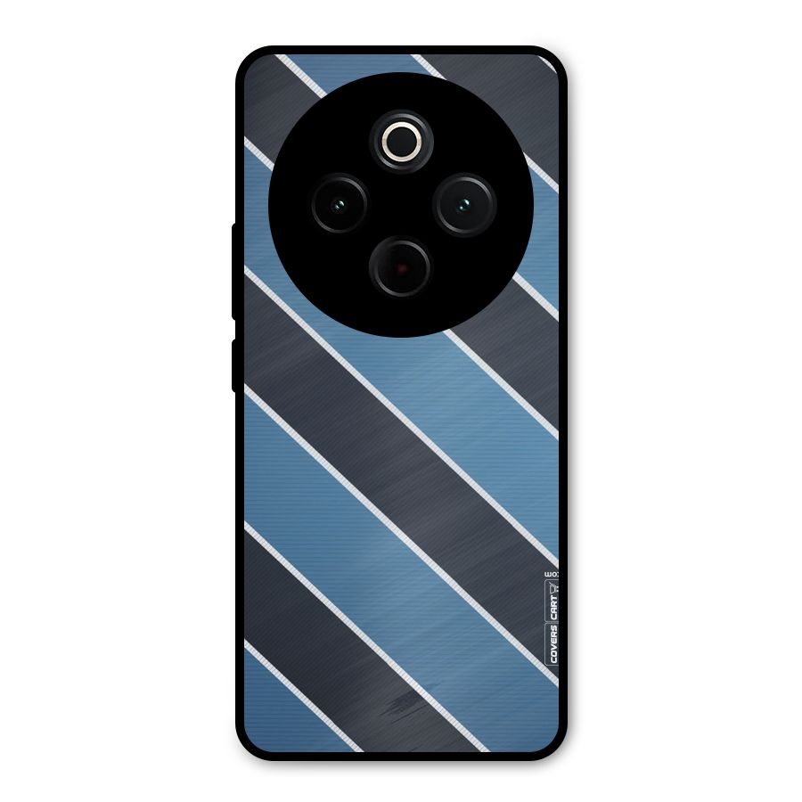 Blue Black Stripes Metal Back Case for iQOO Z10
