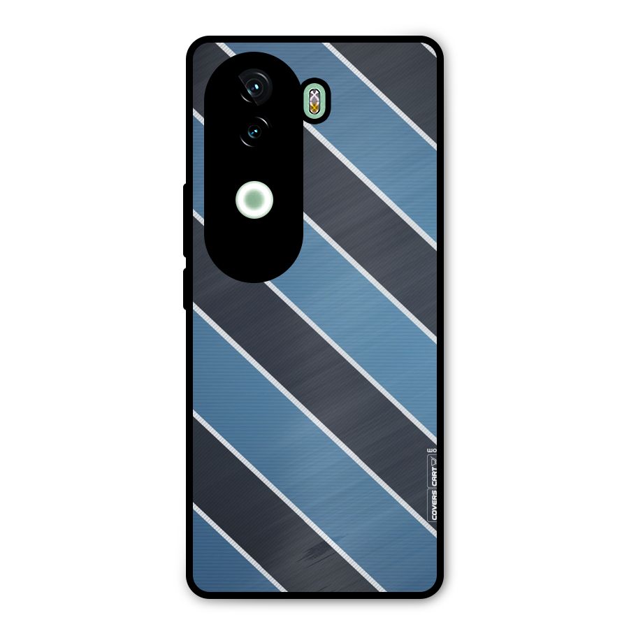 Blue Black Stripes Metal Back Case for iQOO Z9s