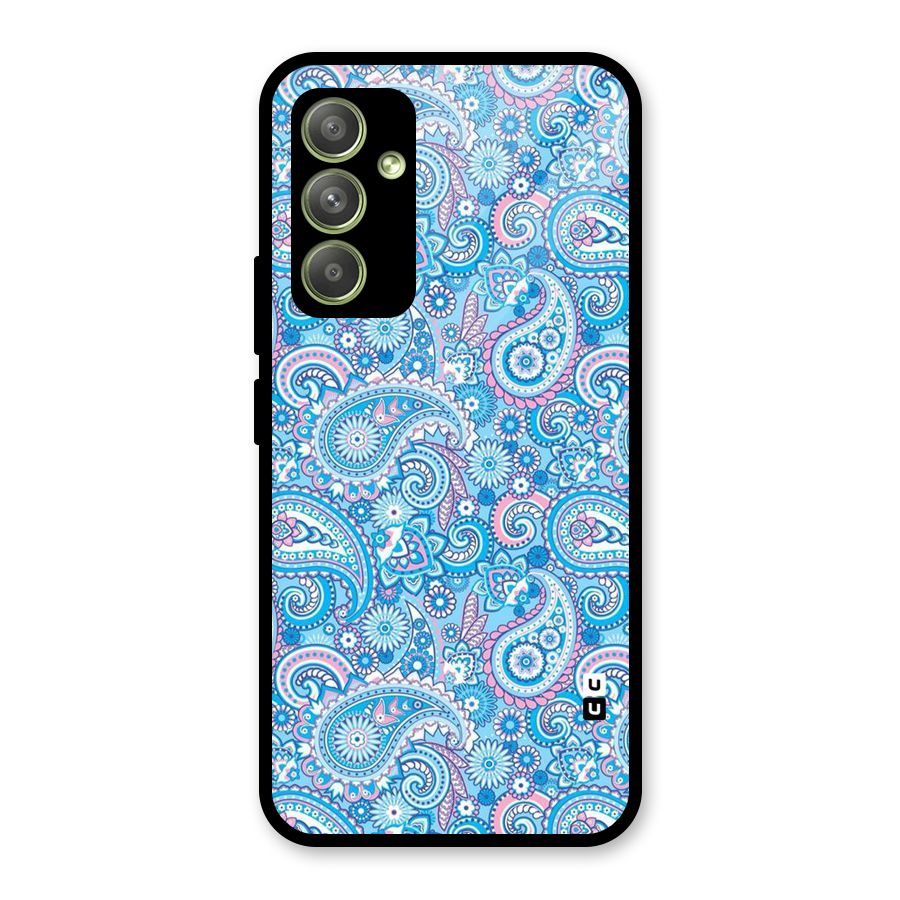 Blue Block Pattern Glass Back Case for Galaxy A54