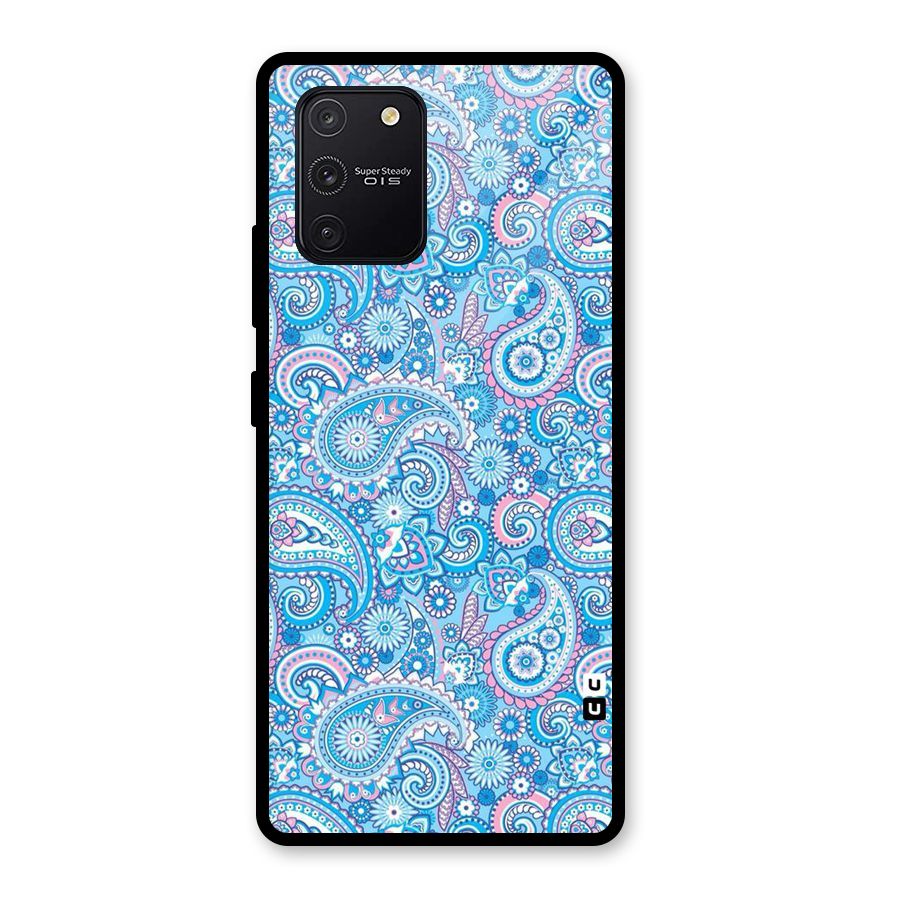 Blue Block Pattern Glass Back Case for Galaxy S10 Lite