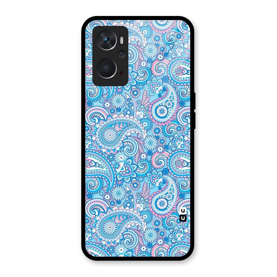Blue Block Pattern Glass Back Case for Oppo K10 4G