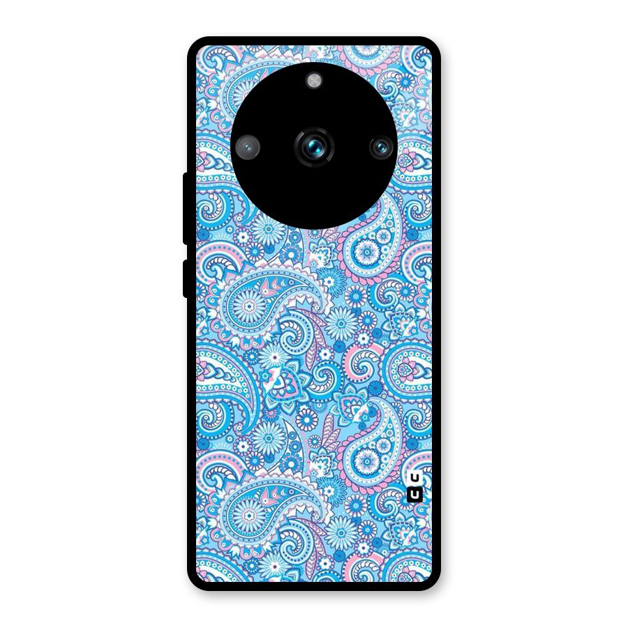 Blue Block Pattern Glass Back Case for Realme 11 Pro Plus