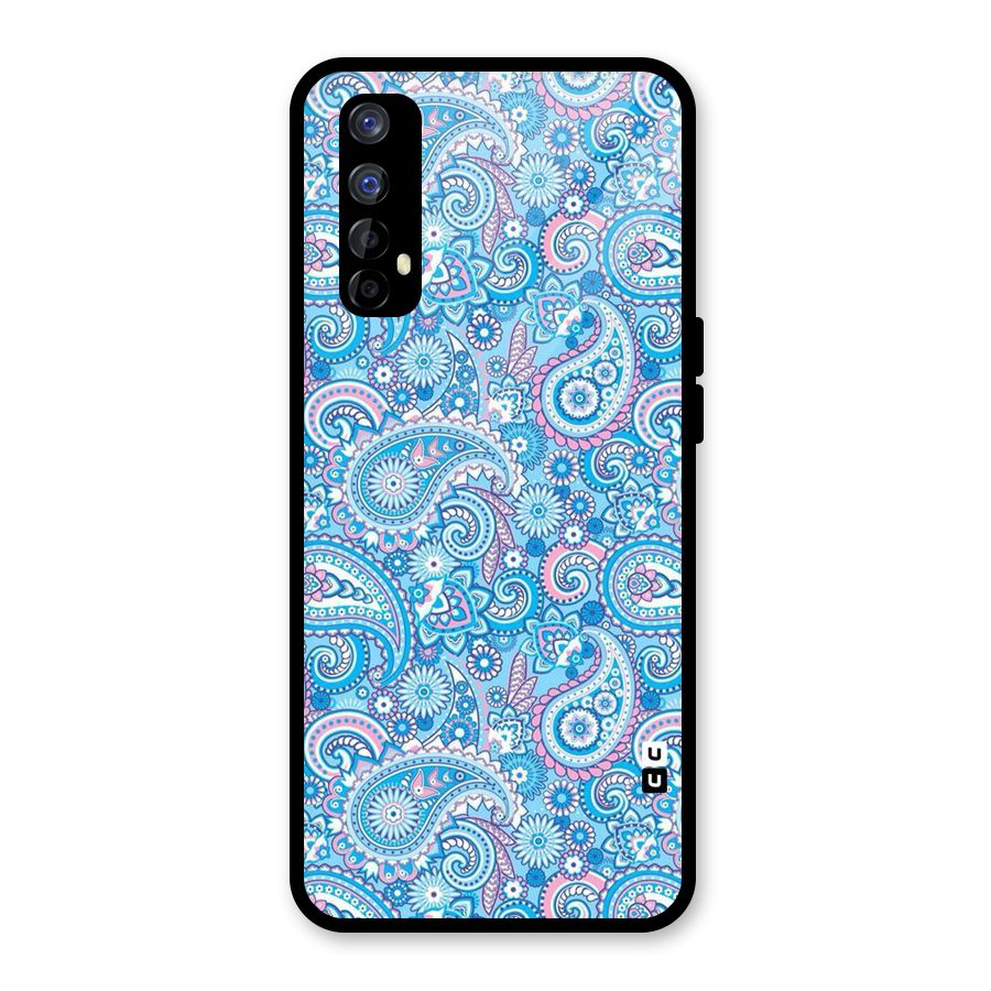 Blue Block Pattern Glass Back Case for Realme 7