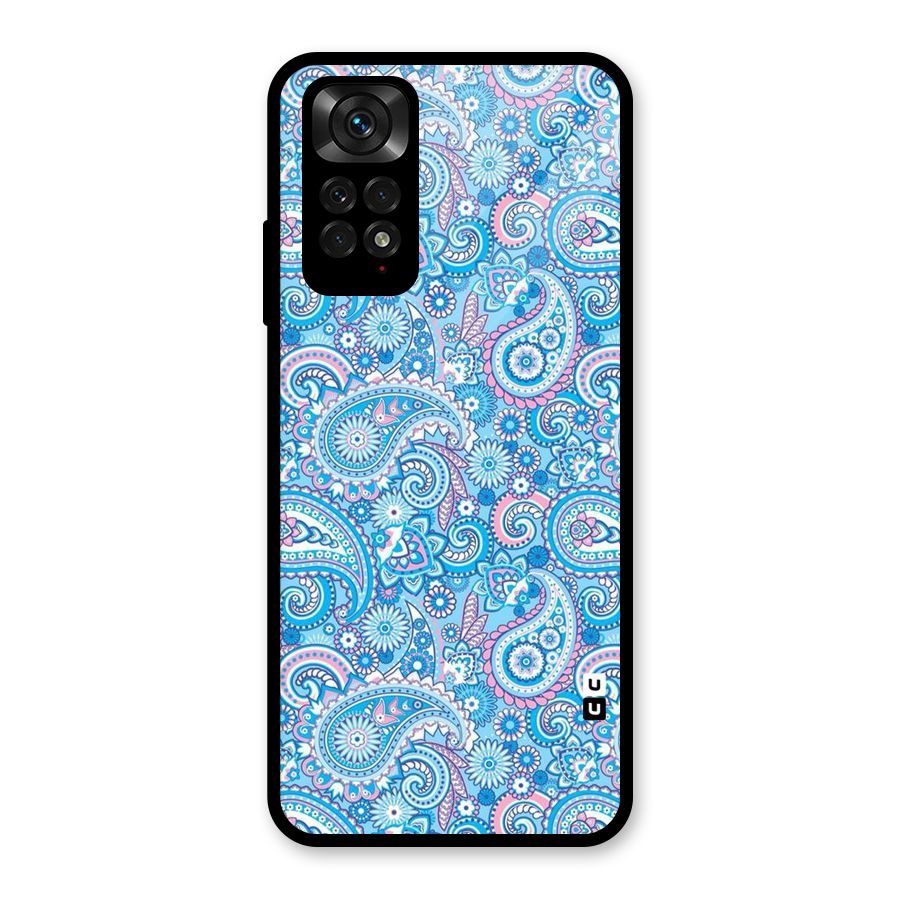 Blue Block Pattern Glass Back Case for Redmi Note 11S