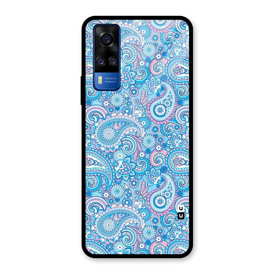 Blue Block Pattern Glass Back Case for Vivo Y31