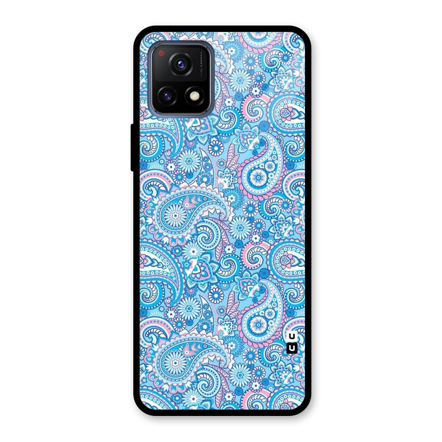 Blue Block Pattern Glass Back Case for Vivo Y72 5G