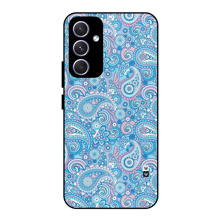 Blue Block Pattern Metal Back Case for Galaxy A54