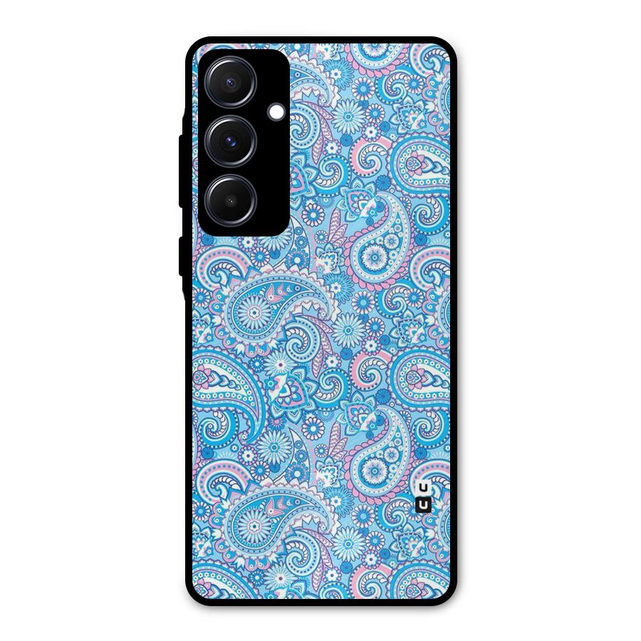 Blue Block Pattern Metal Back Case for Galaxy A55