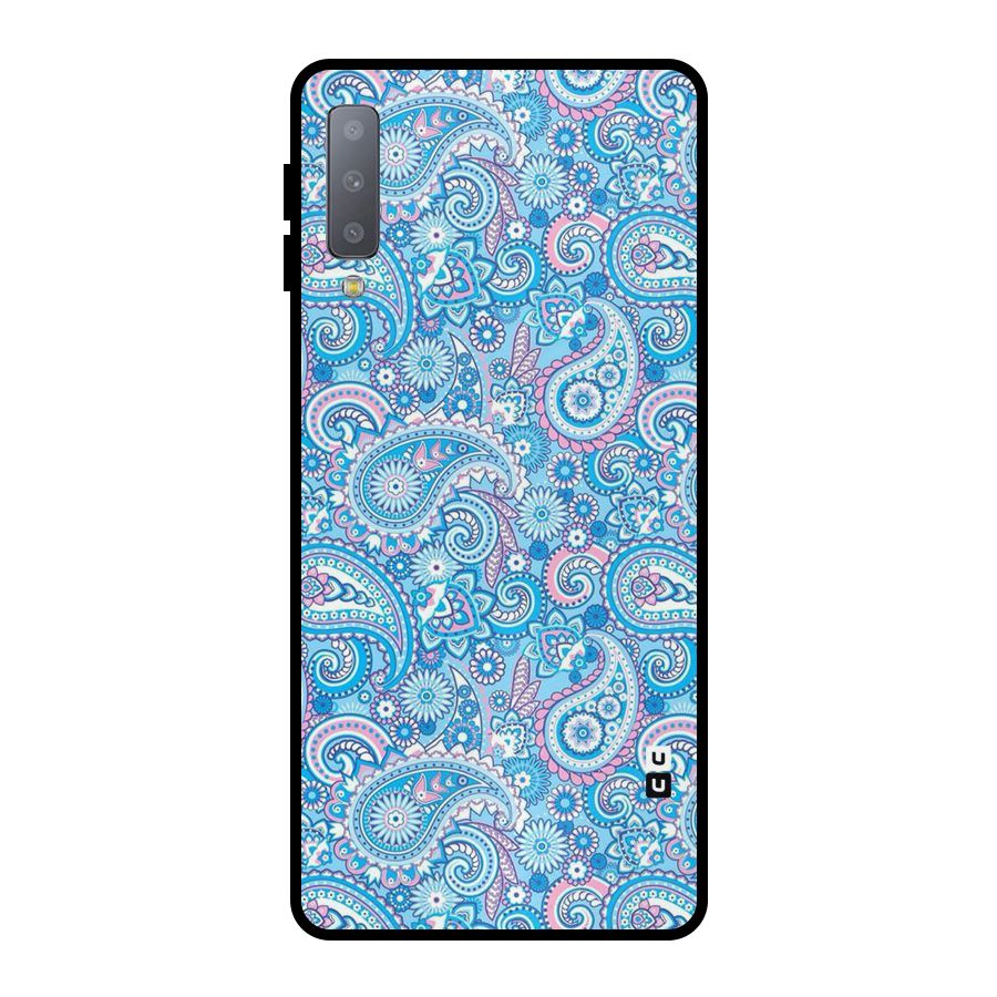 Blue Block Pattern Metal Back Case for Galaxy A7 (2018)