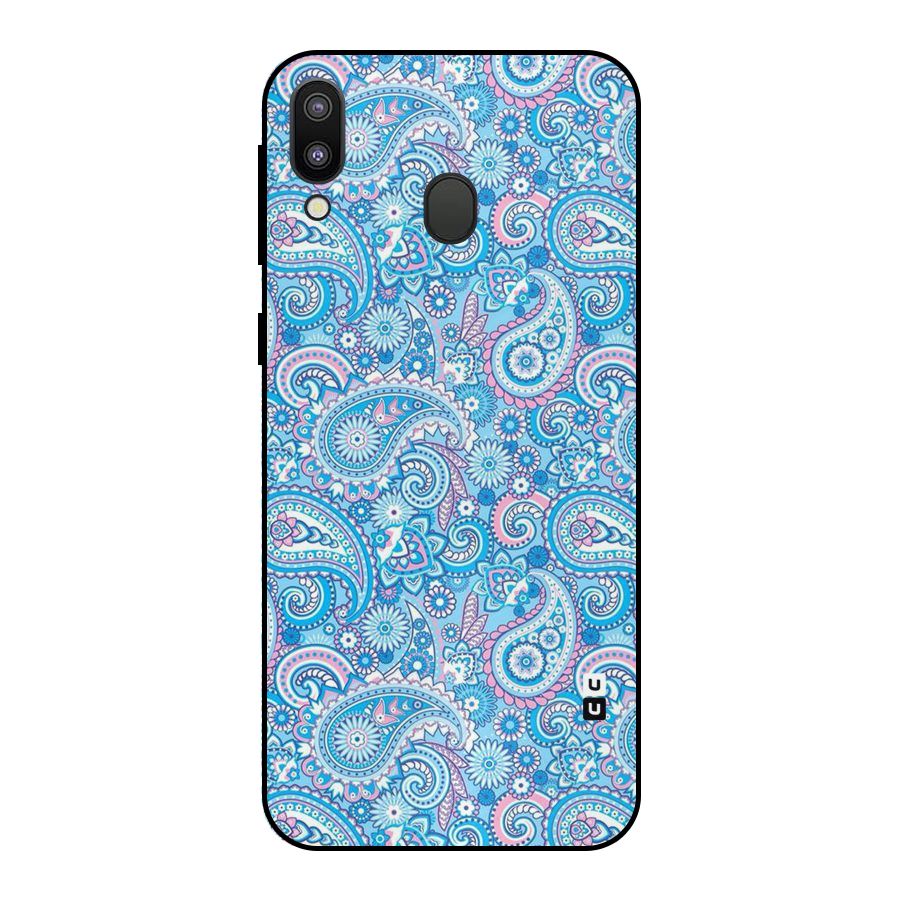 Blue Block Pattern Metal Back Case for Galaxy M20