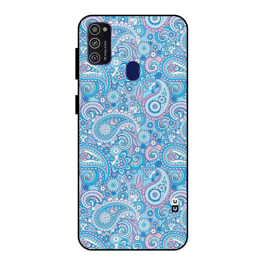 Blue Block Pattern Metal Back Case for Galaxy M30s
