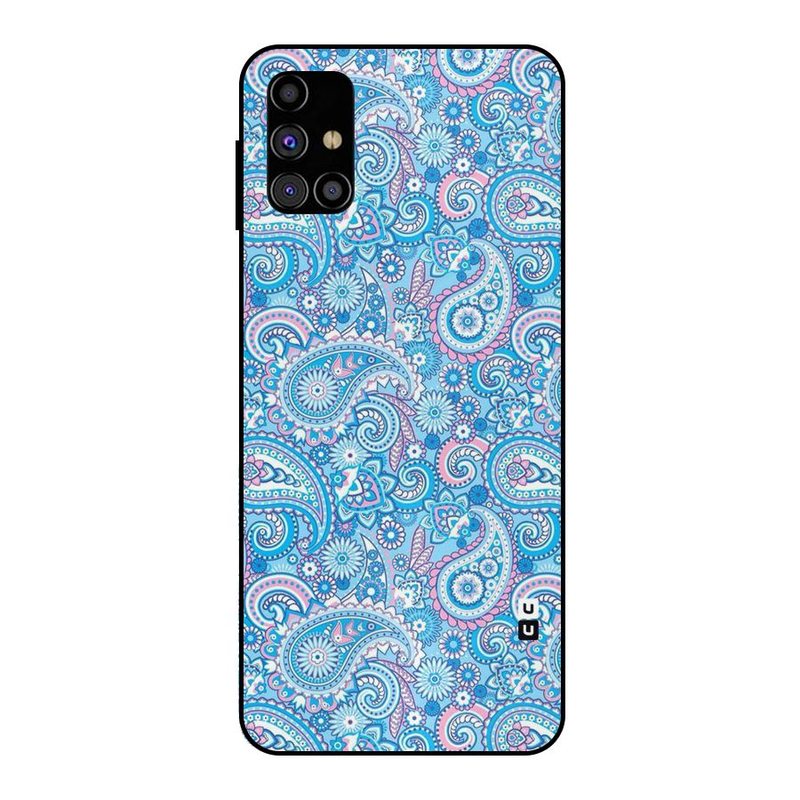 Blue Block Pattern Metal Back Case for Galaxy M31s