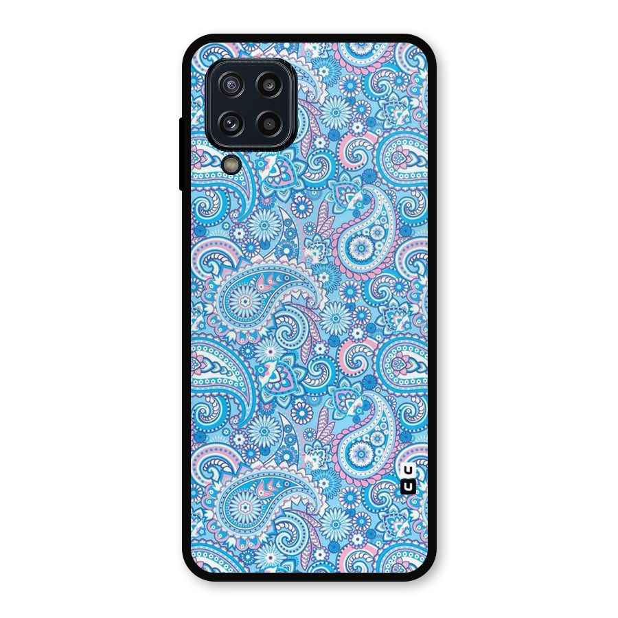 Blue Block Pattern Metal Back Case for Galaxy M32