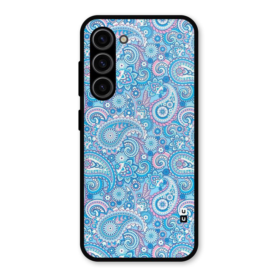 Blue Block Pattern Metal Back Case for Galaxy S23