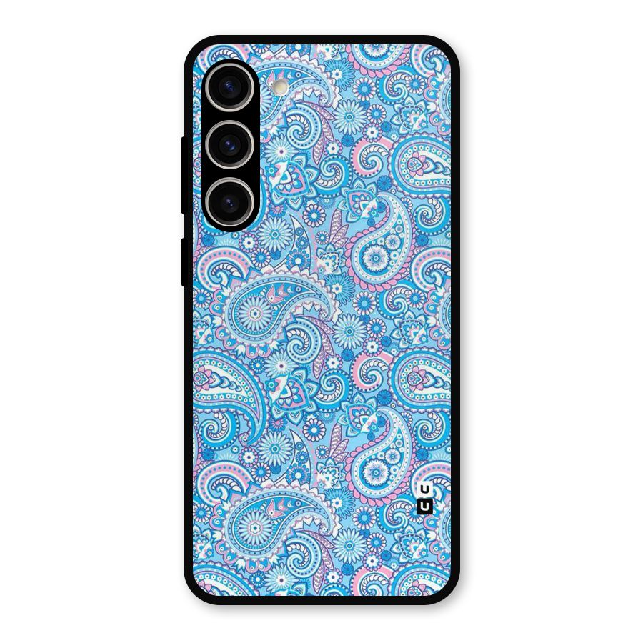 Blue Block Pattern Metal Back Case for Galaxy S23 Plus