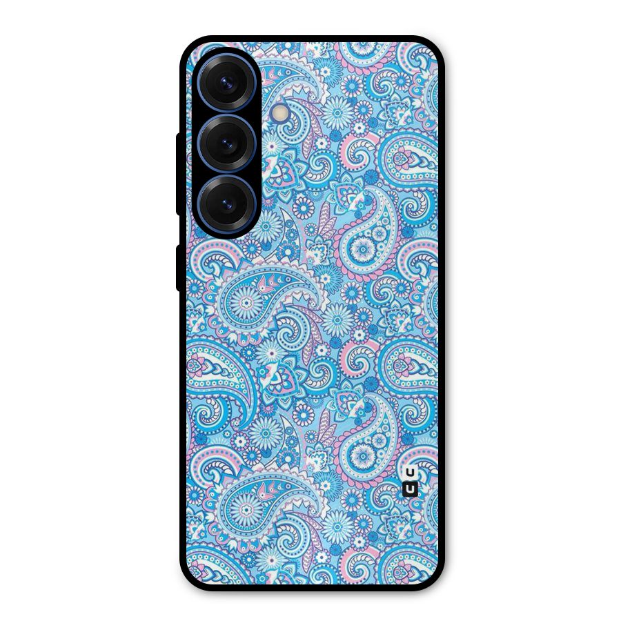 Blue Block Pattern Metal Back Case for Galaxy S25