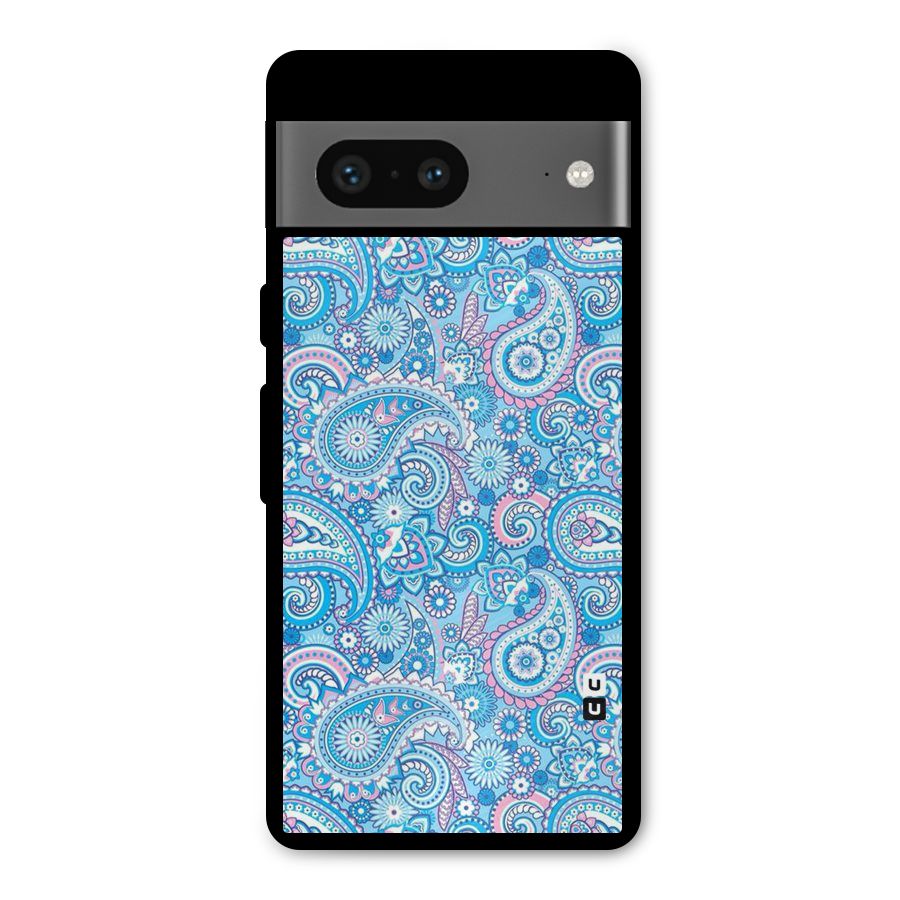 Blue Block Pattern Metal Back Case for Google Pixel 7