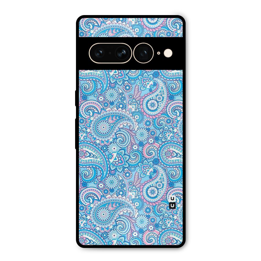 Blue Block Pattern Metal Back Case for Google Pixel 7 Pro