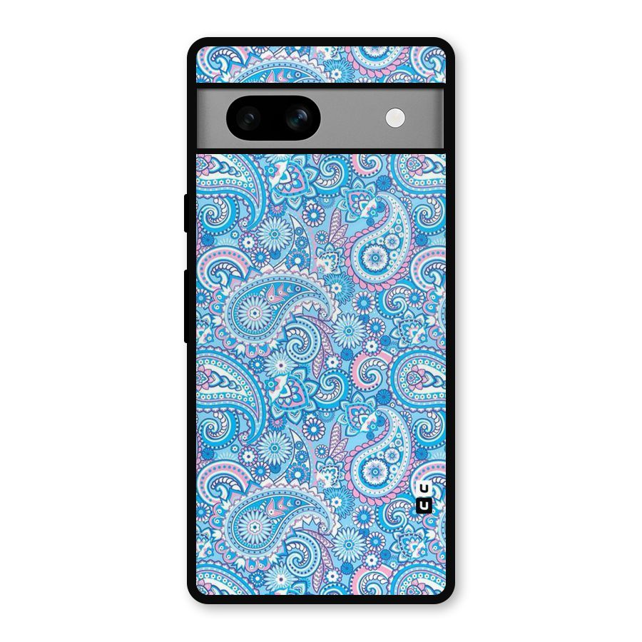 Blue Block Pattern Metal Back Case for Google Pixel 7a