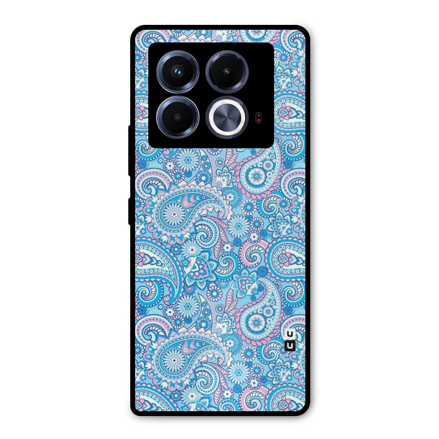 Blue Block Pattern Metal Back Case for Infinix Note 40 5G