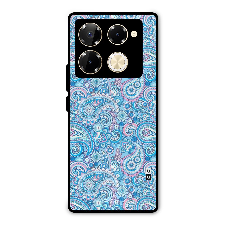 Blue Block Pattern Metal Back Case for Infinix Note 40 Pro Plus